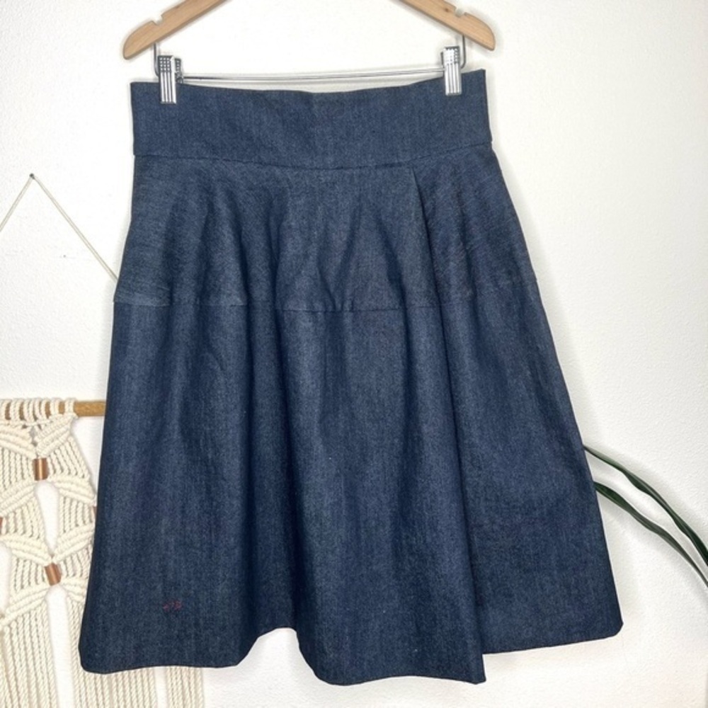 Tish Cox midi jean skirt Rinse Dark Wash Denim a line paneled size small